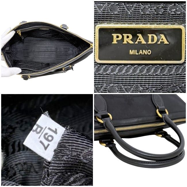 Prada 2-Way Bag Black Nero 1 Ba579 Jacquard