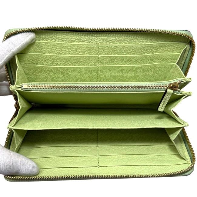 Gucci Round Zipper Long Wallet Light Green