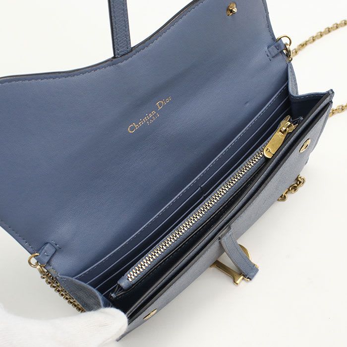 Dior Saddle Chain Wallet Calf Women's