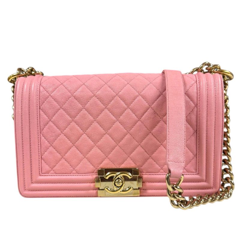 Chanel Boy Chanel Shoulder Bag Caviar Skin A67086 Pink Ladies Chanel Used Chanel