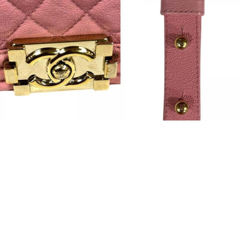 Chanel Boy Chanel Shoulder Bag Caviar Skin A67086 Pink Ladies Chanel Used Chanel