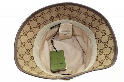 Gucci GG Canvas Fedora Hat L 576587 4hg62 2564 Hat Bucket Hat Brown aa•