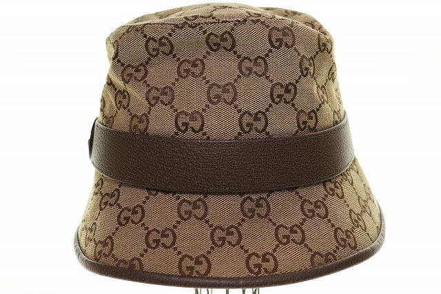 Gucci GG Canvas Fedora Hat L 576587 4hg62 2564 Hat Bucket Hat Brown aa•