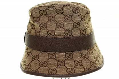 Gucci GG Canvas Fedora Hat L 576587 4hg62 2564 Hat Bucket Hat Brown aa•