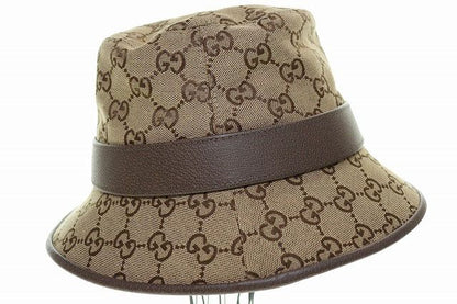 Gucci GG Canvas Fedora Hat L 576587 4hg62 2564 Hat Bucket Hat Brown aa•