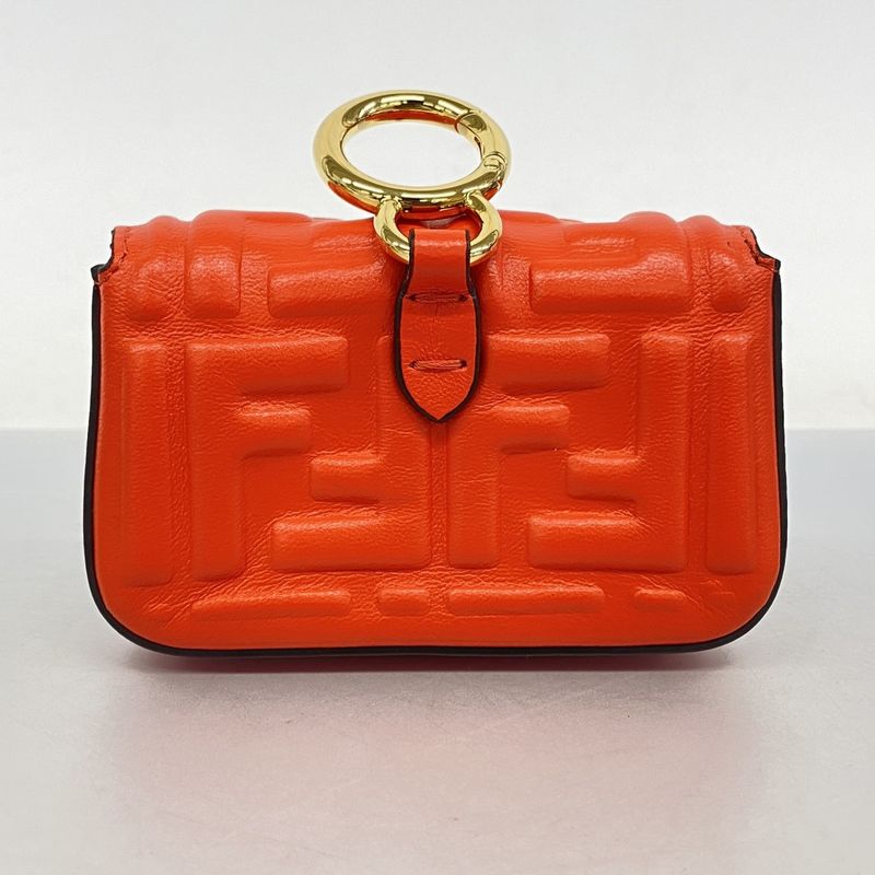 Fendi Pouch Nano Baguette Leather Red Gold Hardware Ladies