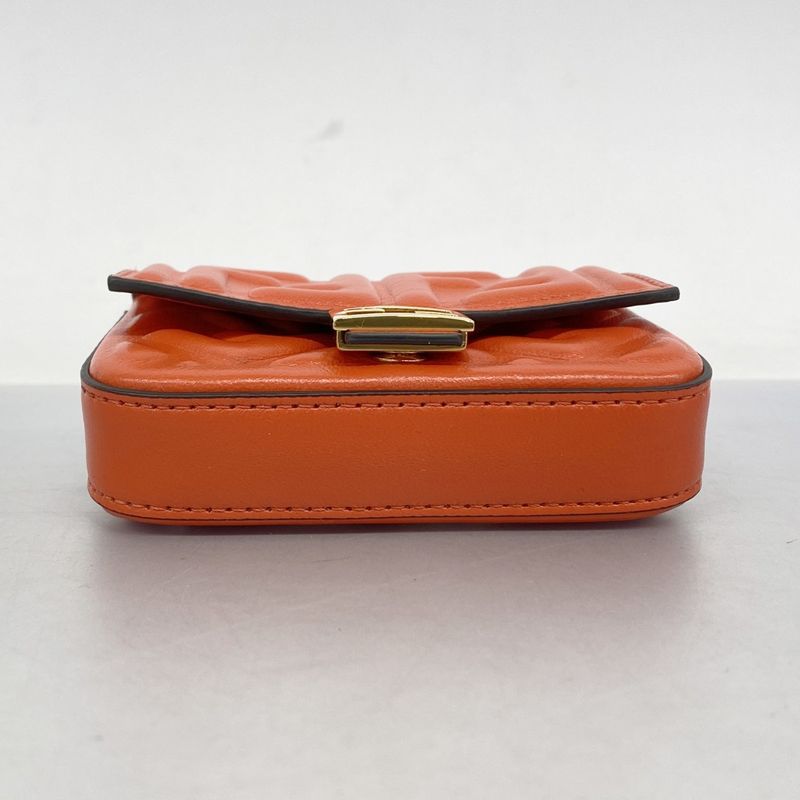 Fendi Pouch Nano Baguette Leather Red Gold Hardware Ladies