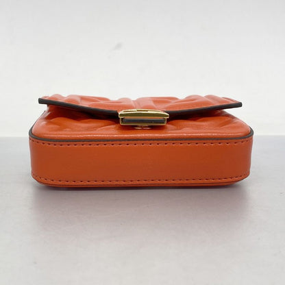 Fendi Pouch Nano Baguette Leather Red Gold Hardware Ladies