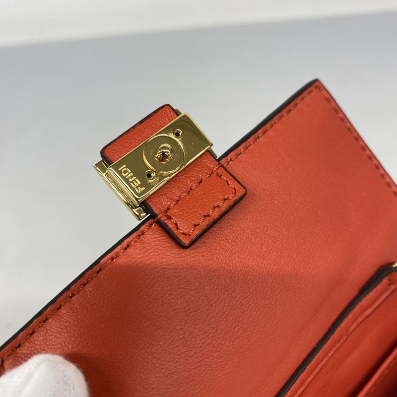 Fendi Pouch Nano Baguette Leather Red Gold Hardware Ladies