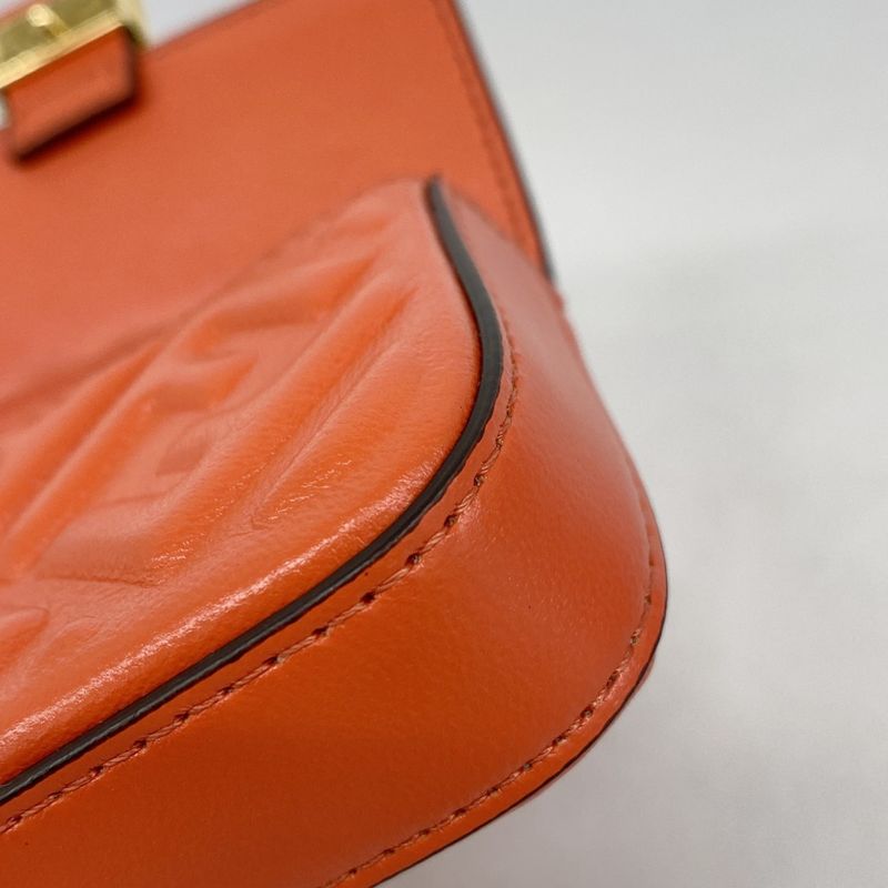 Fendi Pouch Nano Baguette Leather Red Gold Hardware Ladies