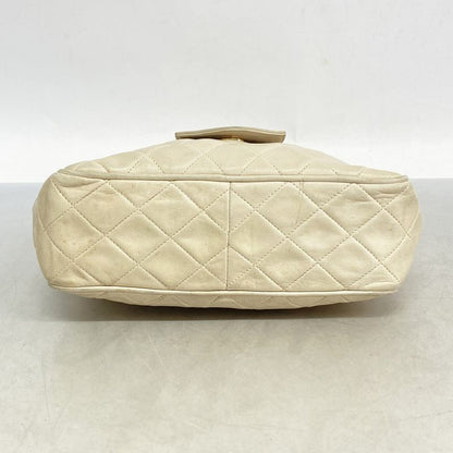 Chanel Shoulder Bag Matelasse Lambskin White Gold Hardware Women's