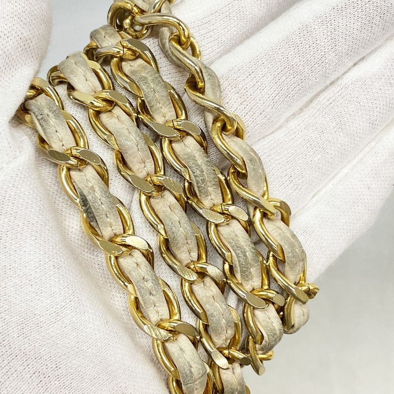 Chanel Shoulder Bag Matelasse Lambskin White Gold Hardware Women's