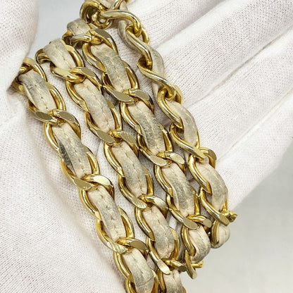 Chanel Shoulder Bag Matelasse Lambskin White Gold Hardware Women's