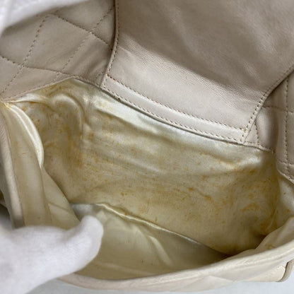 Chanel Shoulder Bag Matelasse Lambskin White Gold Hardware Women's