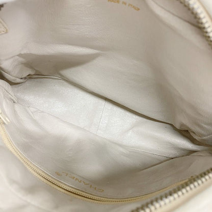 Chanel Shoulder Bag Matelasse Lambskin White Gold Hardware Women's