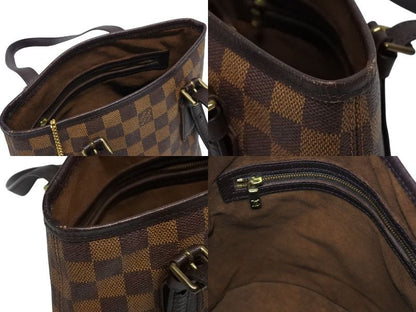 Louis Vuitton Damier Marais Shoulder Bag Brown Gold Logo — view 6