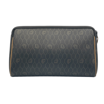 Christian DIOR Honeycomb Clutch Bag Second Bag Logo Brown Leather