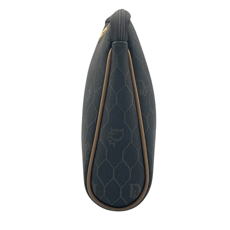 Christian DIOR Honeycomb Clutch Bag Second Bag Logo Brown Leather