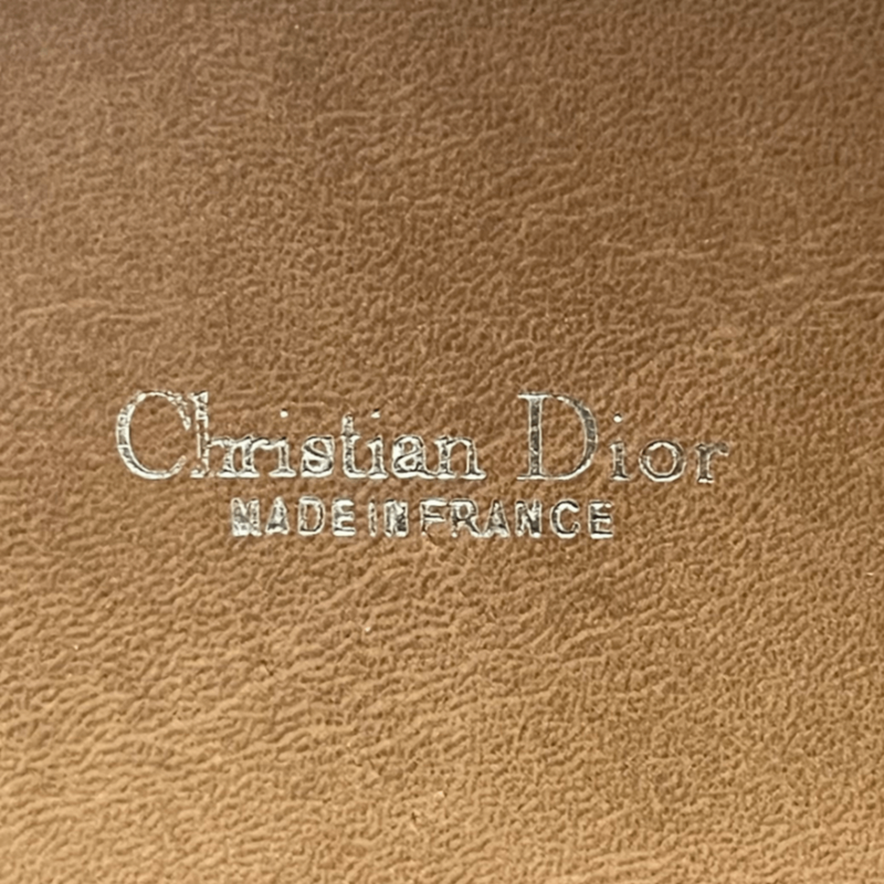 Christian DIOR Honeycomb Clutch Bag Second Bag Logo Brown Leather
