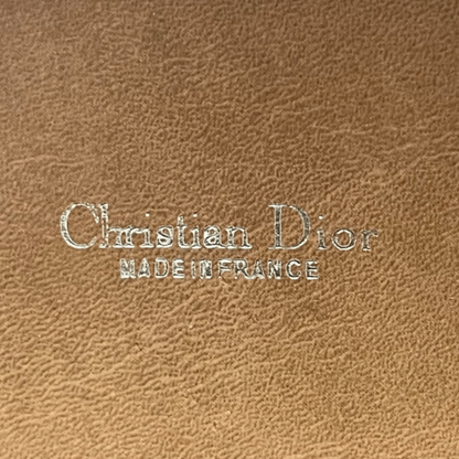 Christian DIOR Honeycomb Clutch Bag Second Bag Logo Brown Leather