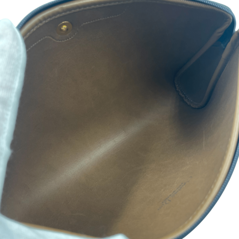 Christian DIOR Honeycomb Clutch Bag Second Bag Logo Brown Leather