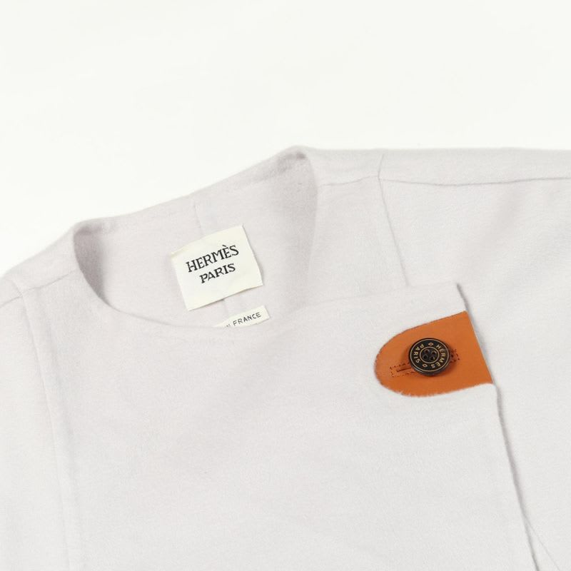 Hermes Serie Button Gray Cashmere Blouson Women's