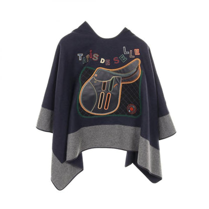 Hermes Poncho Tapis de Selle Gray Cashmere