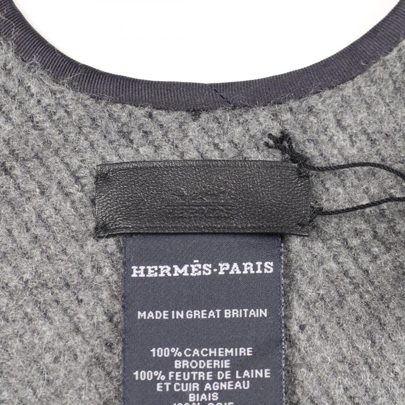 Hermes Poncho Tapis de Selle Gray Cashmere