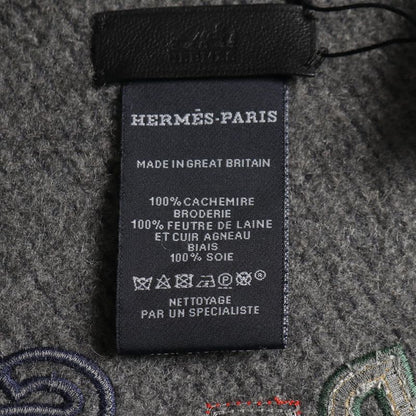 Hermes Poncho Tapis de Selle Gray Cashmere