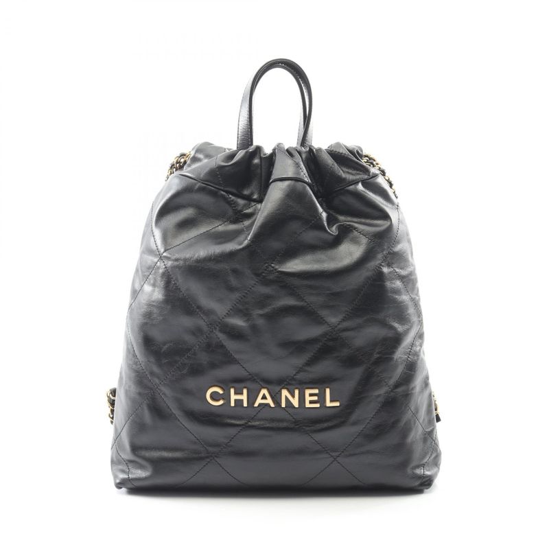 Chanel Rucksack Sac Backpack Chanel 22 Small Black Leather Chanel22 Matelasse