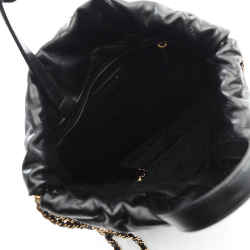 Chanel Rucksack Sac Backpack Chanel 22 Small Black Leather Chanel22 Matelasse