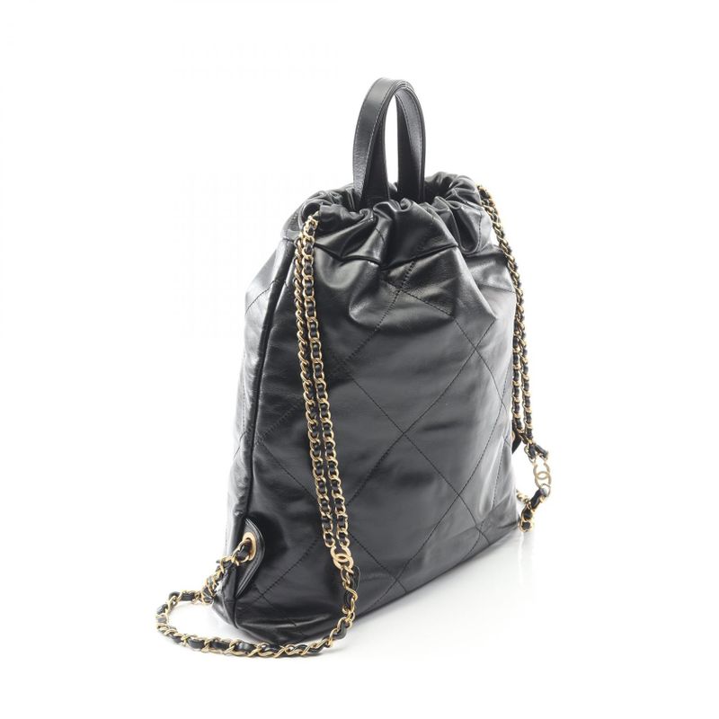 Chanel Rucksack Sac Backpack Chanel 22 Small Black Leather Chanel22 Matelasse
