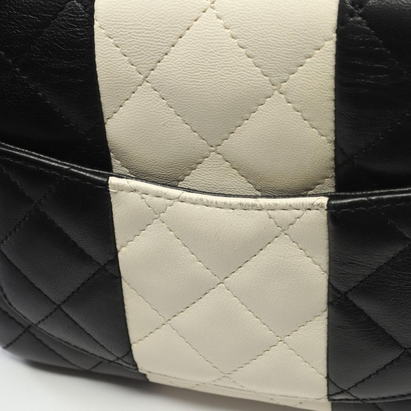Chanel Shoulder Bag Mini Matelasse Black White Lambskin Mini Matelasse Bicolor