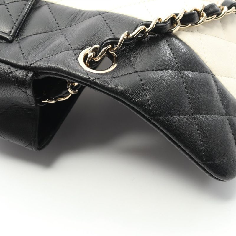 Chanel Shoulder Bag Mini Matelasse Black White Lambskin Mini Matelasse Bicolor