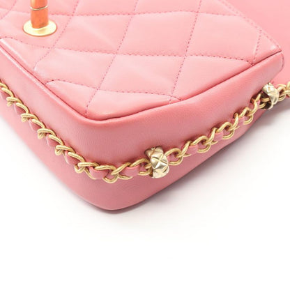 Chanel Shoulder Bag Quilted Small Pink Lambskin Flap Chain