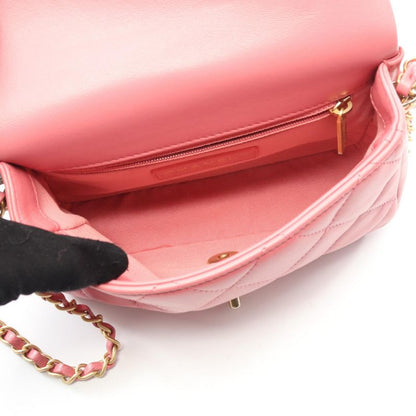 Chanel Shoulder Bag Quilted Small Pink Lambskin Flap Chain
