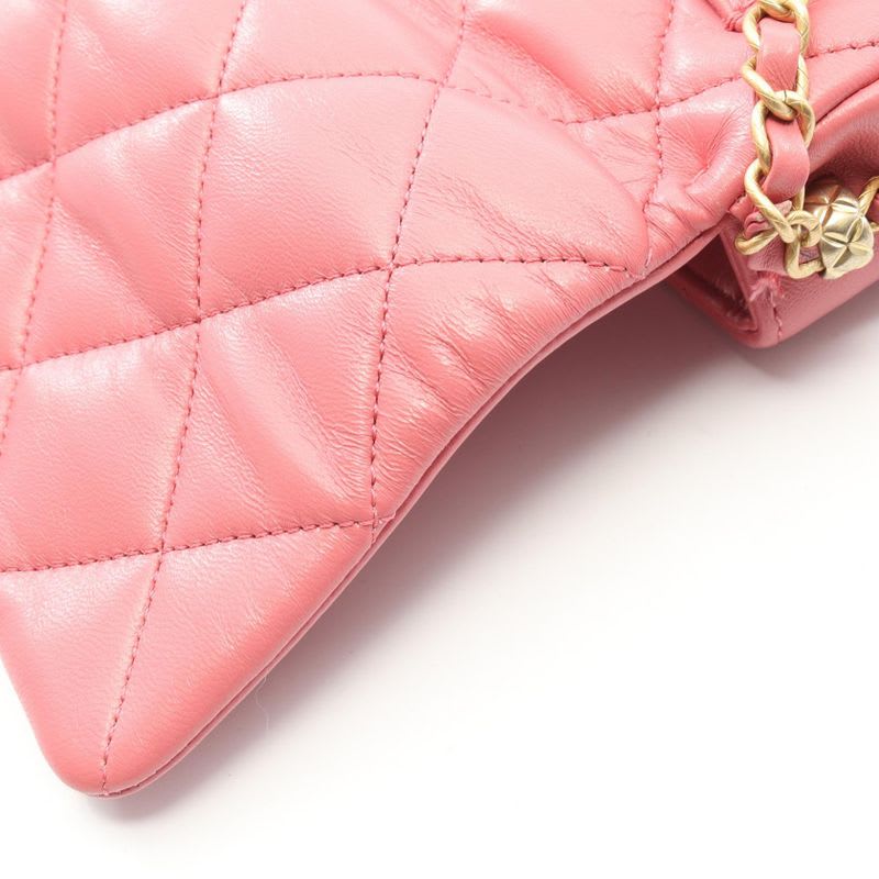 Chanel Shoulder Bag Quilted Small Pink Lambskin Flap Chain