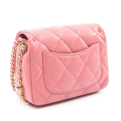 Chanel Shoulder Bag Quilted Small Pink Lambskin Flap Chain