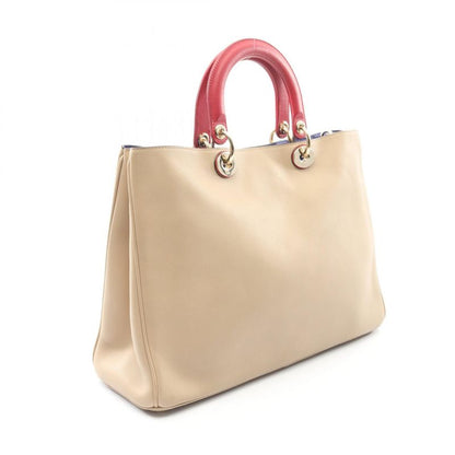Dior Handbag Diorissimo Large Beige Red Leather Diorissimo 2way Tote Bag