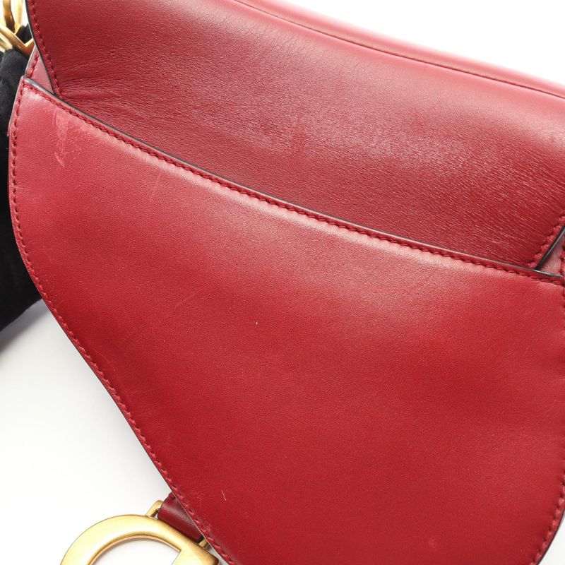 Dior Handbag Saddle Bag Mini Red Leather Saddle Bag Mini Ladies Used A