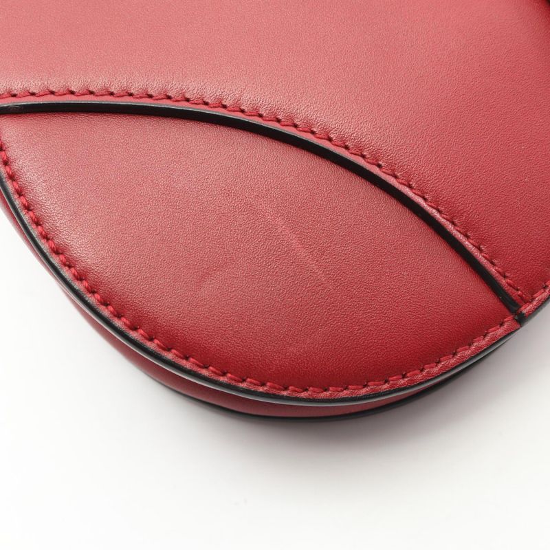 Dior Handbag Saddle Bag Mini Red Leather Saddle Bag Mini Ladies Used A