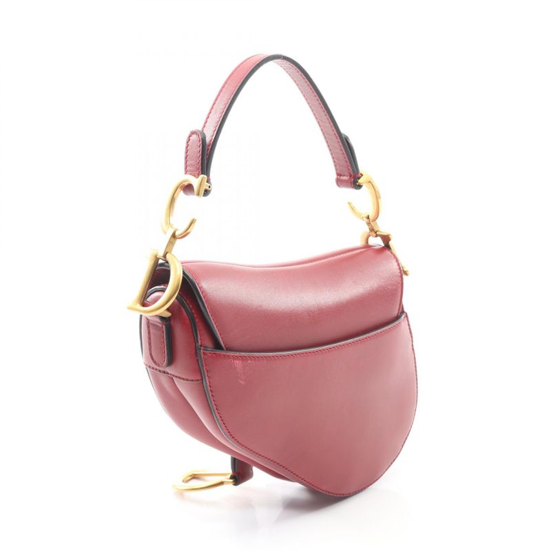 Dior Handbag Saddle Bag Mini Red Leather Saddle Bag Mini Ladies Used A