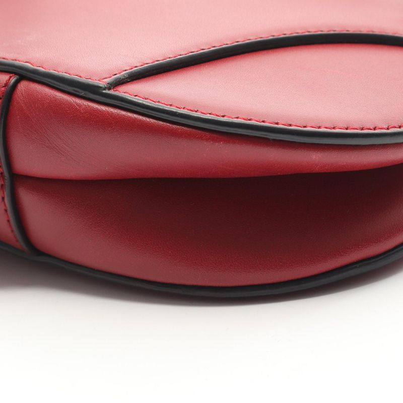 Dior Handbag Saddle Bag Mini Red Leather Saddle Bag Mini Ladies Used A