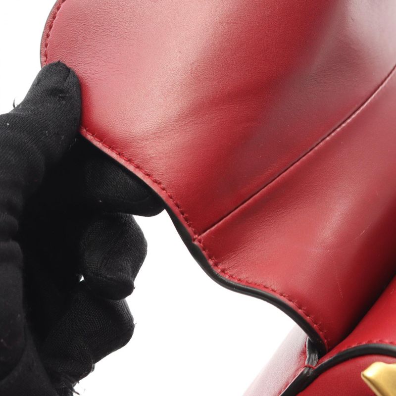 Dior Handbag Saddle Bag Mini Red Leather Saddle Bag Mini Ladies Used A