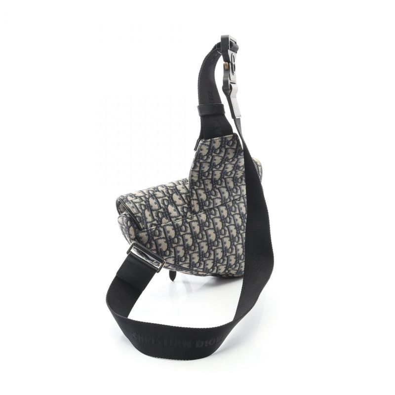 Dior Waist Bag Body Bag Saddle Oblique Jacquard Navy Canvas Leather Oblique
