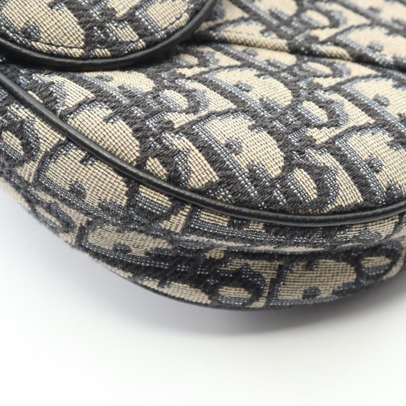 Dior Waist Bag Body Bag Saddle Oblique Jacquard Navy Canvas Leather Oblique