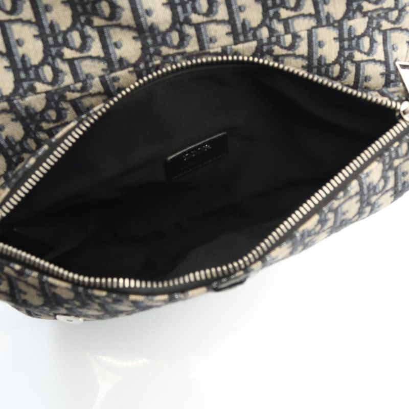 Dior Waist Bag Body Bag Saddle Oblique Jacquard Navy Canvas Leather Oblique