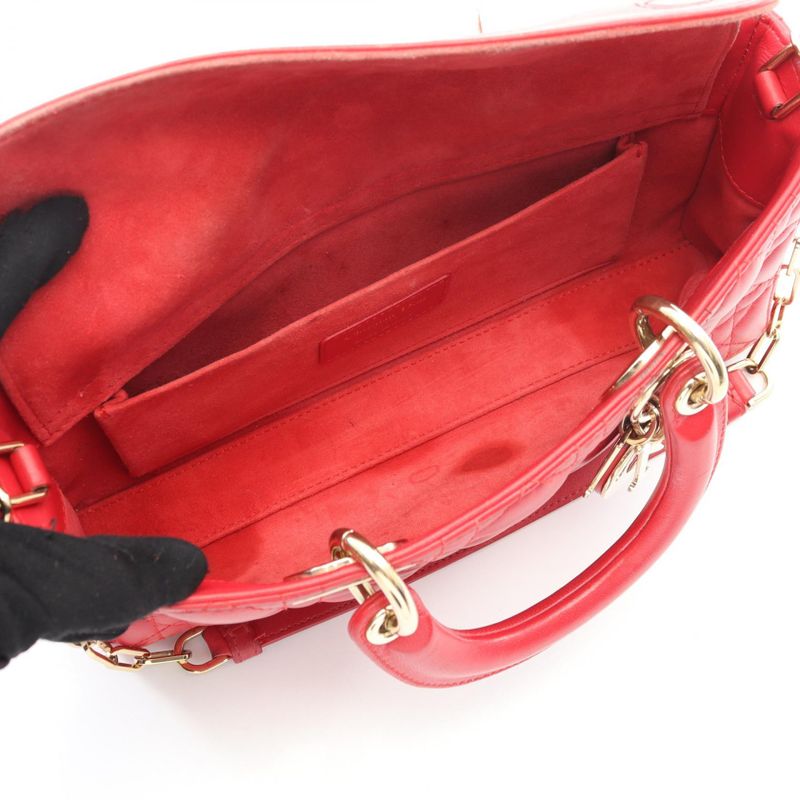 Dior Handbag Lady D-joy Medium Cannage Red Leather LADY D-joy Bag Medium Ladies