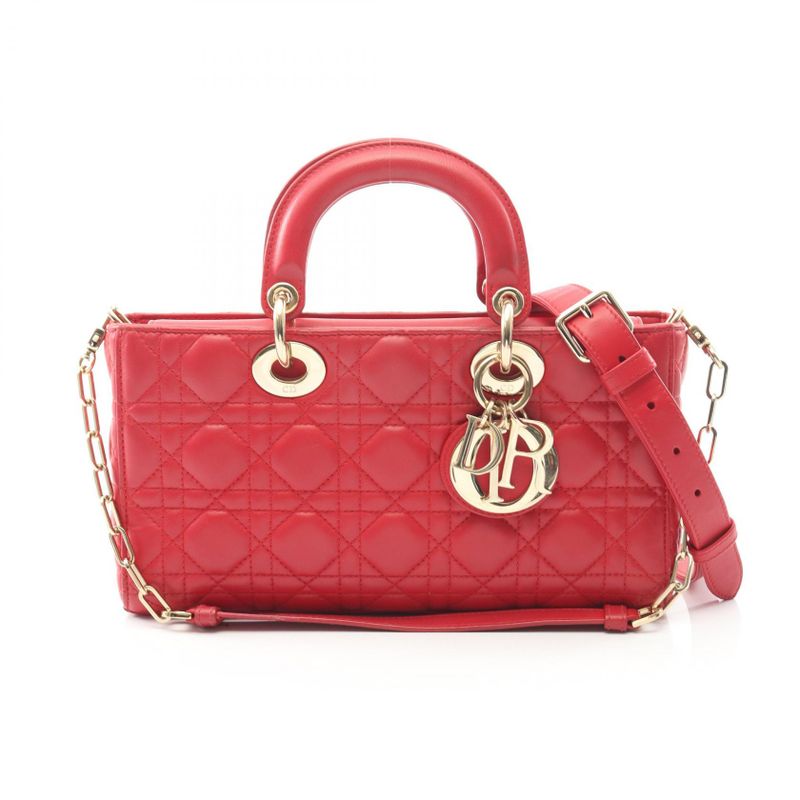 Dior Handbag Lady D-joy Medium Cannage Red Leather LADY D-joy Bag Medium Ladies