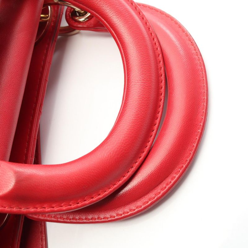 Dior Handbag Lady D-joy Medium Cannage Red Leather LADY D-joy Bag Medium Ladies